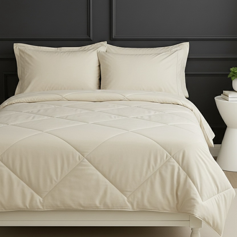 Ivory 4 pcs Luxury Complete Bedding Set | Bedsheet and 2 single Comforter - Image 7