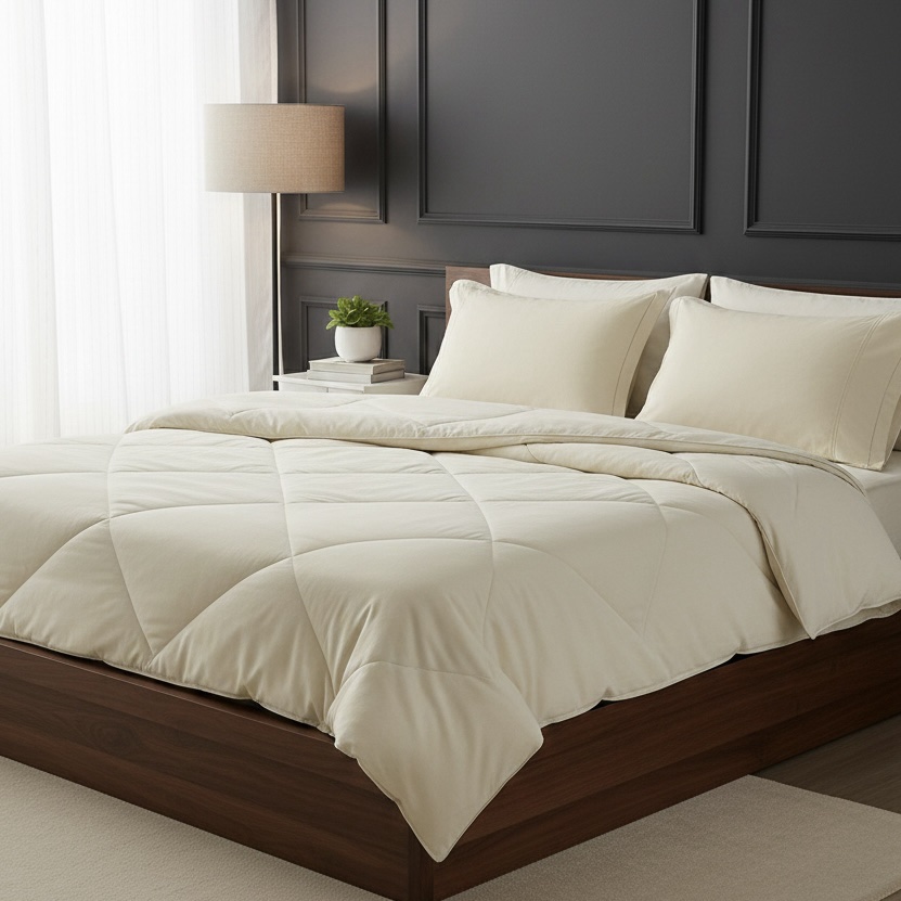 Ivory 4 pcs Luxury Complete Bedding Set | Bedsheet and 2 single Comforter - Image 8