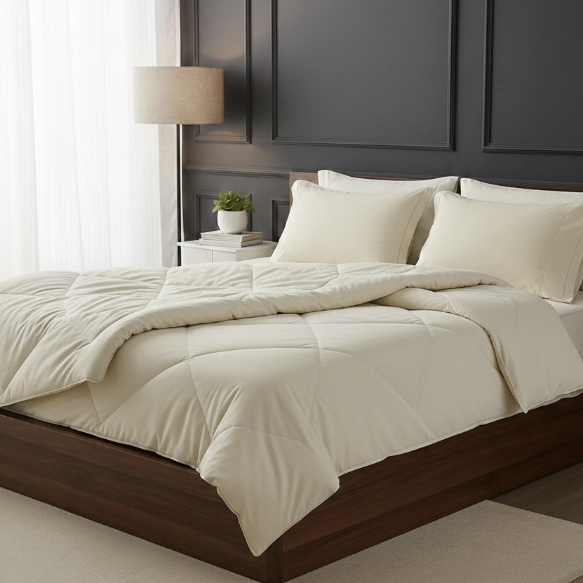 Ivory 4 pcs Luxury Complete Bedding Set | Bedsheet and 2 single Comforter - Image 4