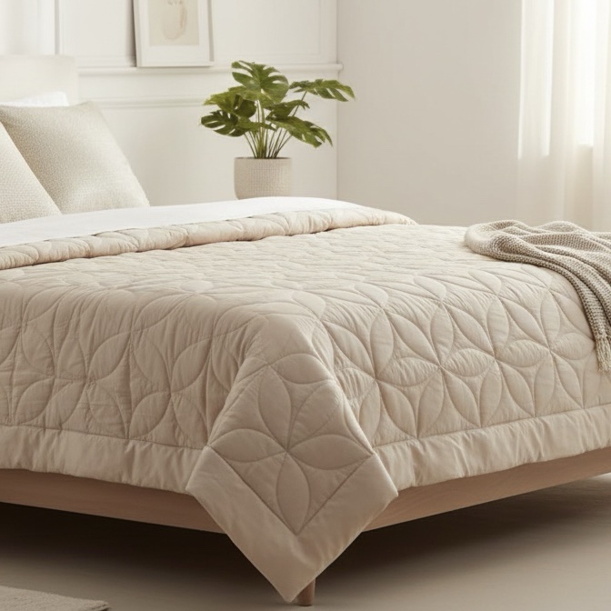 7 pcs Beige Rustic Italian Matelassé Quilt Bedding set - Image 6