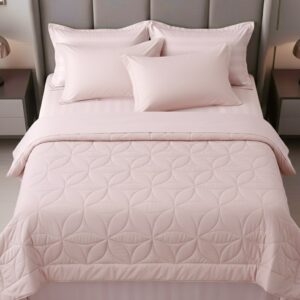 Pink 6 pcs Luxury Complete bedding Set | Bedsheet, Comforter and pillow Cover