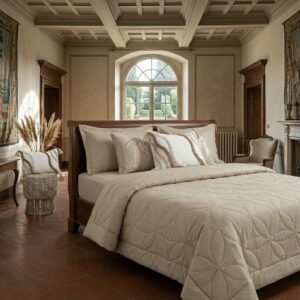 7 pcs Beige Rustic Italian Matelassé Quilt Bedding set