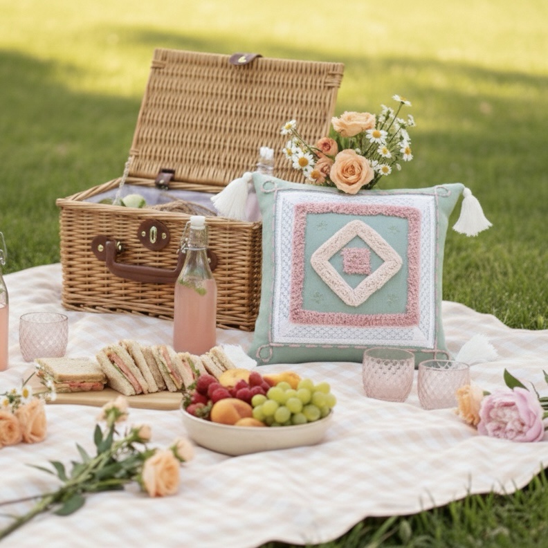 6 pcs Pastel Green Pink Bedding Set | Bedsheet, Comforter and Cushion Cover - Image 8