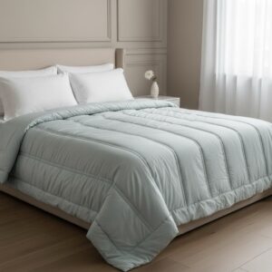 The Linear Loft Comforter in Light Green | 400 TC ~ 100% Cotton