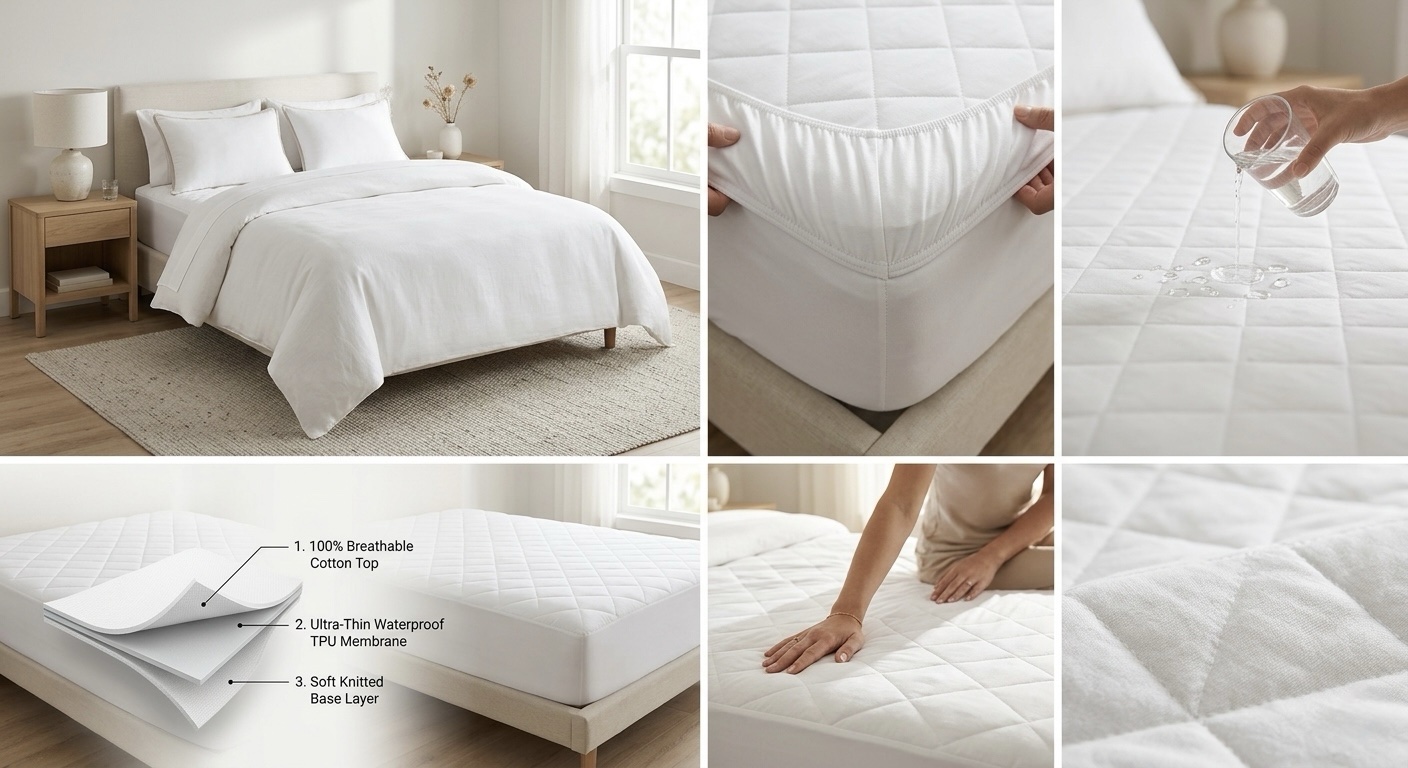Premium Waterproof Mattress Protector with TPU Layer | Breathable Cotton Terry Mattress Cover - Image 3
