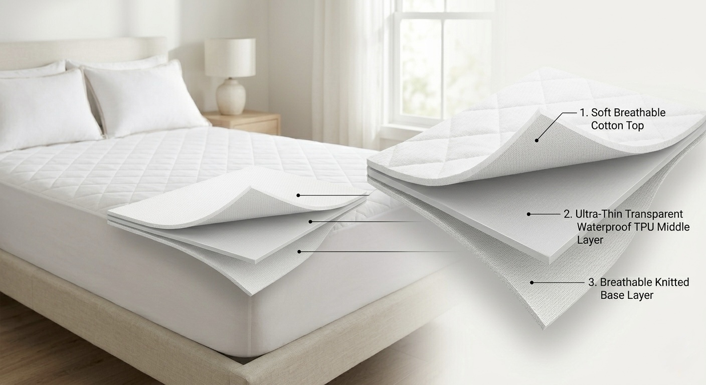 Premium Waterproof Mattress Protector with TPU Layer | Breathable Cotton Terry Mattress Cover - Image 4