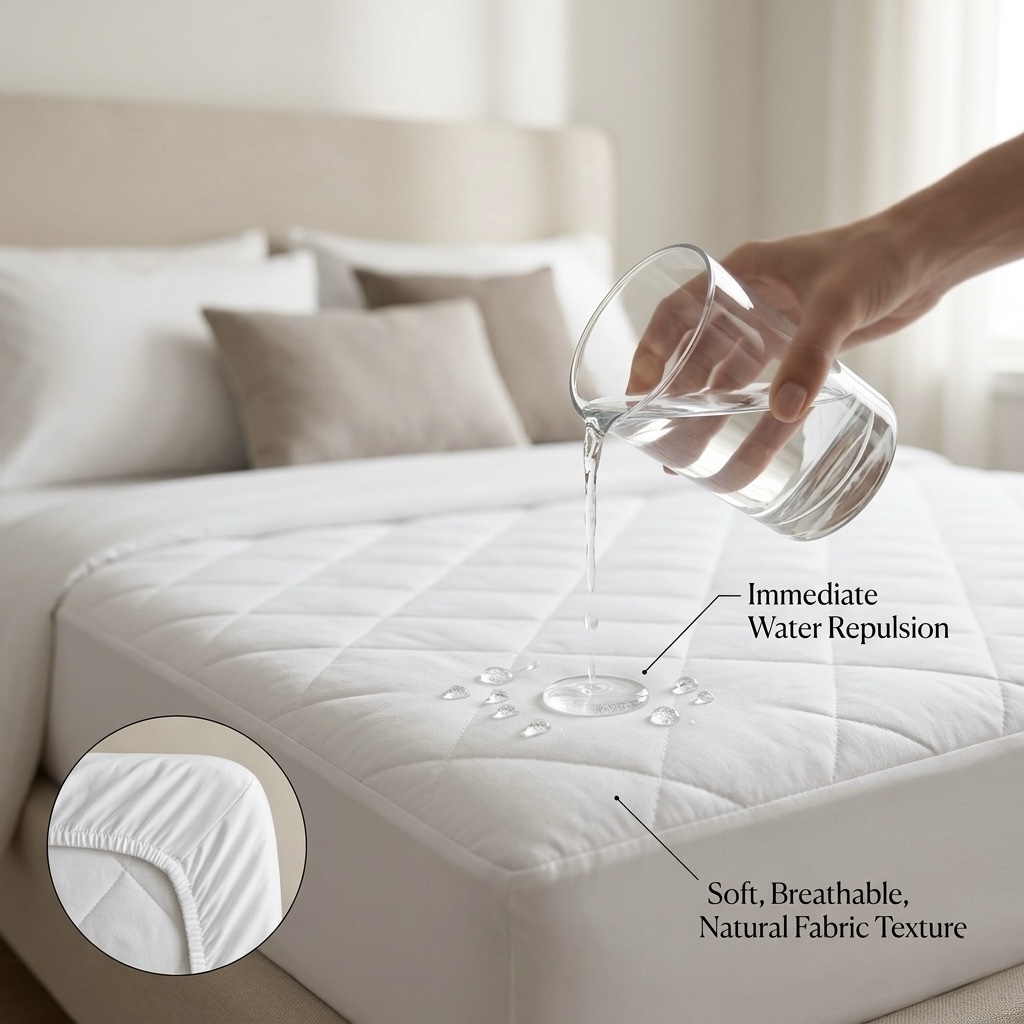 Premium Waterproof Mattress Protector with TPU Layer | Breathable Cotton Terry Mattress Cover