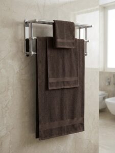 3 piece | pure cotton | bath towel set in Dark coffee brown