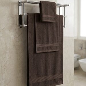 3 piece | pure cotton | bath towel set in Dark coffee brown