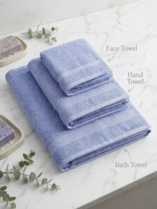 3 piece | pure cotton | bath towel set in Pale Blue