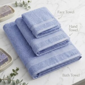3 piece | pure cotton | bath towel set in Pale Blue