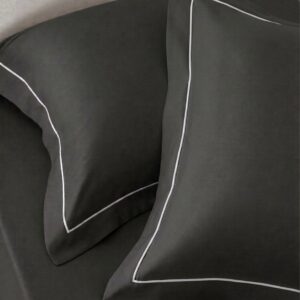 Grey 108” x 108” bed sheet with merrow 2 pillow covers