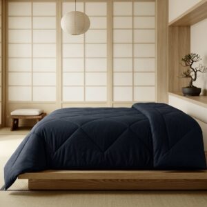 Single 60" x 90" dark charcoal blue Comforter