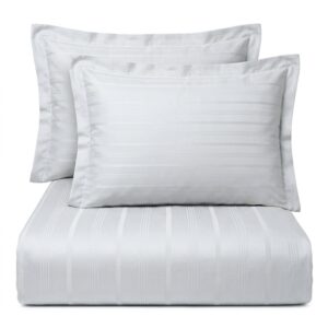 Light Grey Damask Self-Stripe 100% cotton bedding set | 600 TC with 2 Pillow Covers