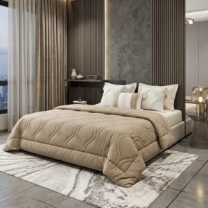7 pcs Beige Hourglass Quilt Bedding set