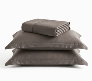 Dark taupe Solid 100% Cotton Bedding Set | King Size 108x108 | 400TC with 2 Pillow Covers
