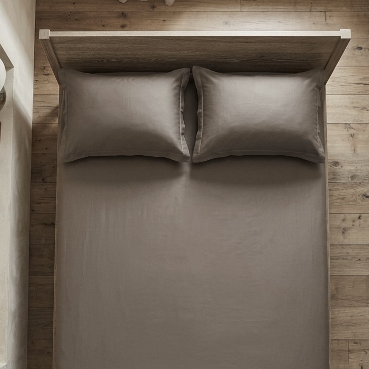 Dark taupe Solid 100% Cotton Bedding Set | King Size 108x108 | 400TC with 2 Pillow Covers - Image 4