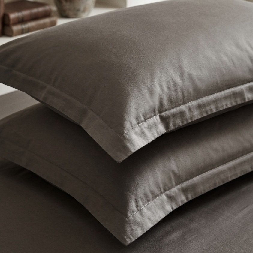 Dark taupe Solid 100% Cotton Bedding Set | King Size 108x108 | 400TC with 2 Pillow Covers - Image 5