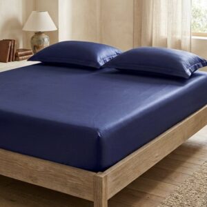 Ink Blue Solid 100% Cotton Bedding Set | King Size 108x108 | 400TC with 2 Pillow Covers