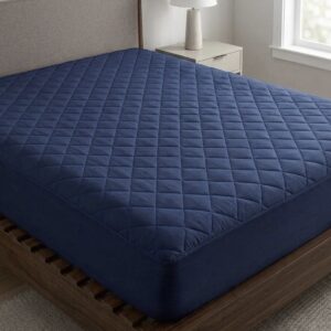 Blue 400 TC Waterproof Mattress Protector with TPU Layer | Breathable Cotton Terry Mattress Cover