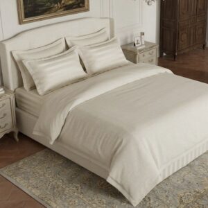 7 pc set | 600 TC | Ivory striped bedding set