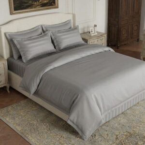 7 pc set | 600 TC | Grey striped bedding set