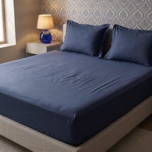 Midnight blue 100% Cotton Bedding Set | King Size 108x108 | 300 TC with 2 Pillow Covers