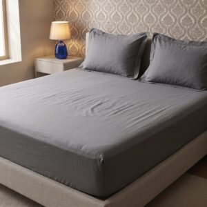 Grey Solid 100% Cotton Bedding Set | King Size 108x108 | 300 TC with 2 Pillow Covers